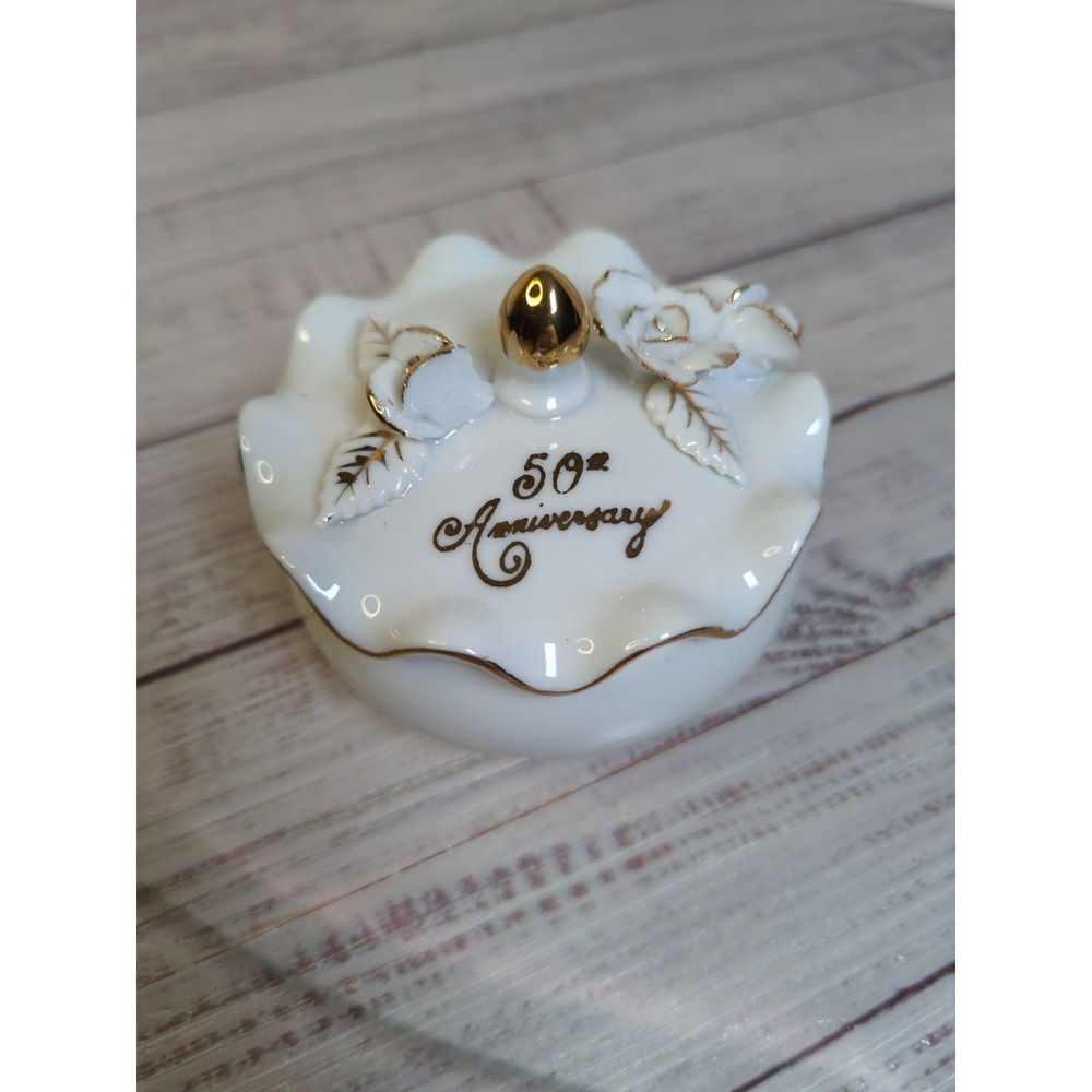 Vintage Norcrest 50TH GOLDEN Wedding Anniversary AB-4 Japan Covered Dish